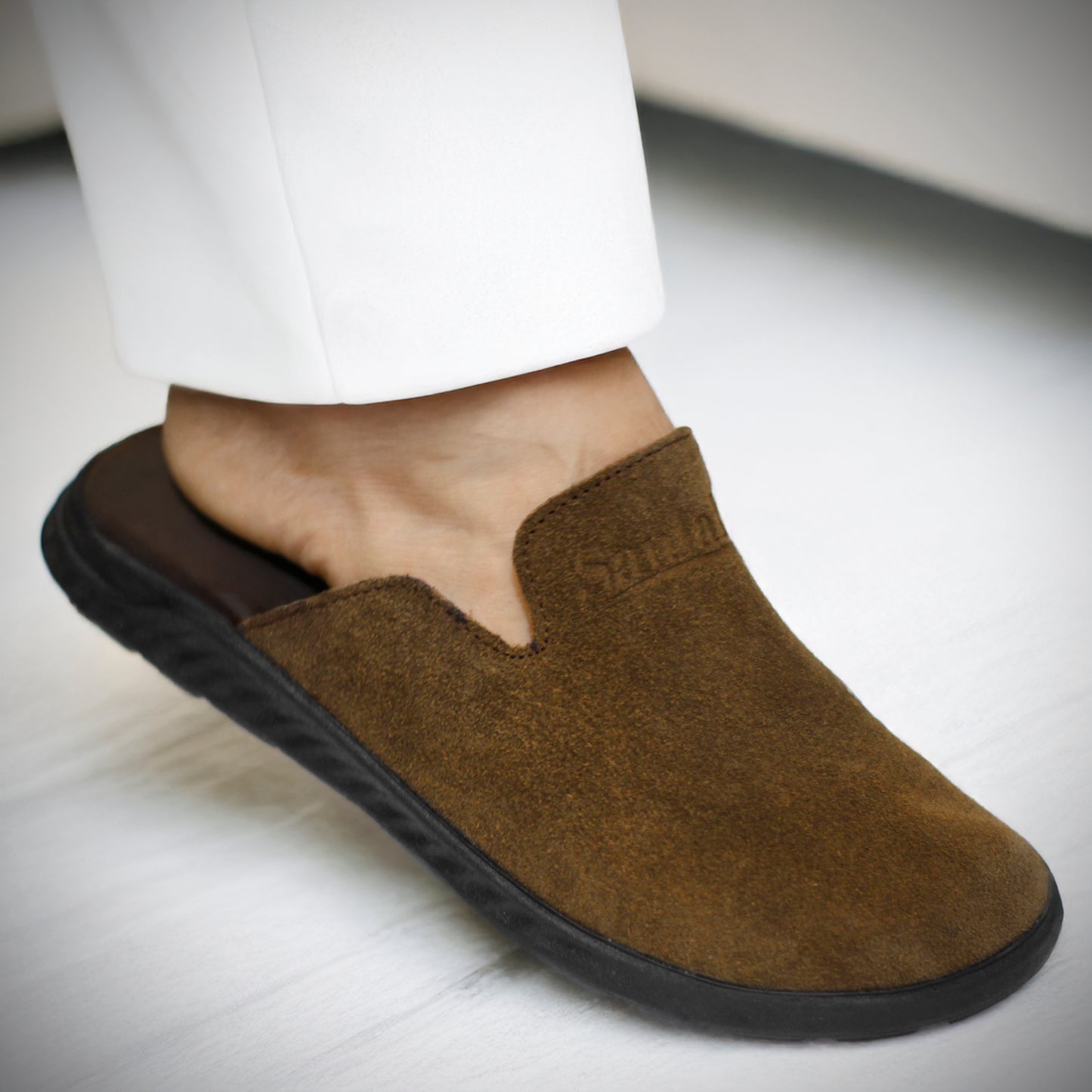 SP-5 Comfortable Cow Suede Leather Mules (Brown)