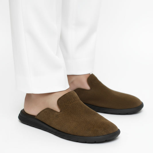 SP-5 Comfortable Cow Suede Leather Mules (Brown)