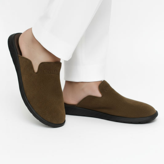 SP-5 Comfortable Cow Suede Leather Mules (Brown)